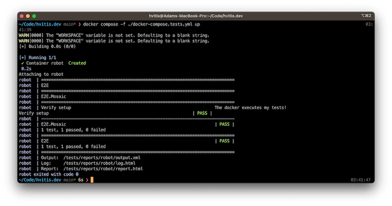 use test robot from within docker