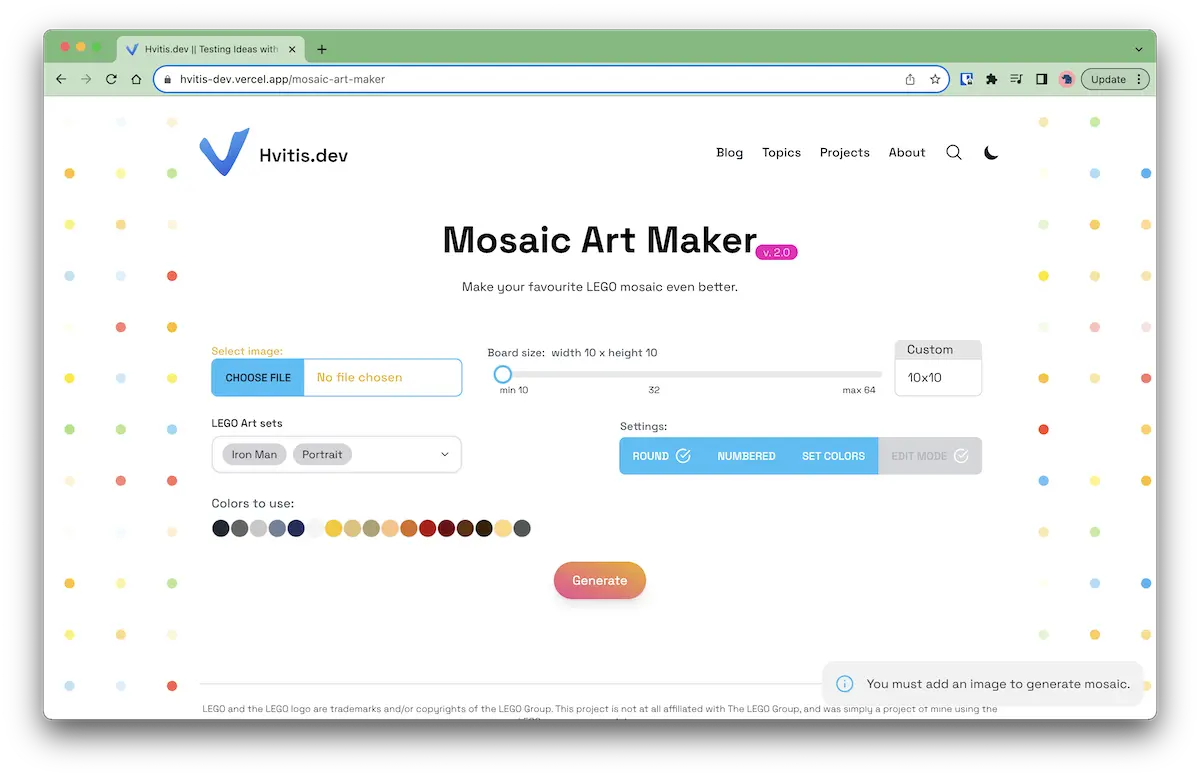 Mosaic Generator New Version